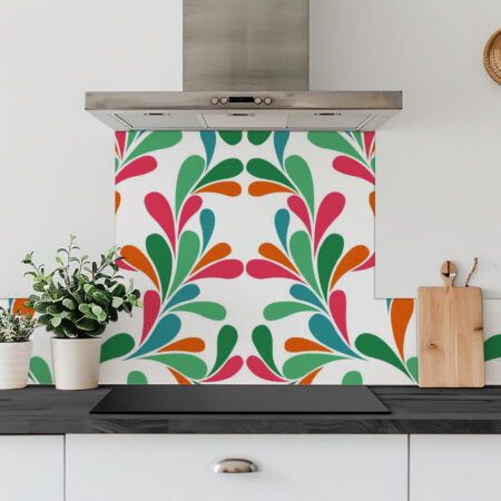 Apportez une touche vibrante et artistique à votre intérieur avec notre crédence auto-adhésive floral abstrait. Prête à poser.