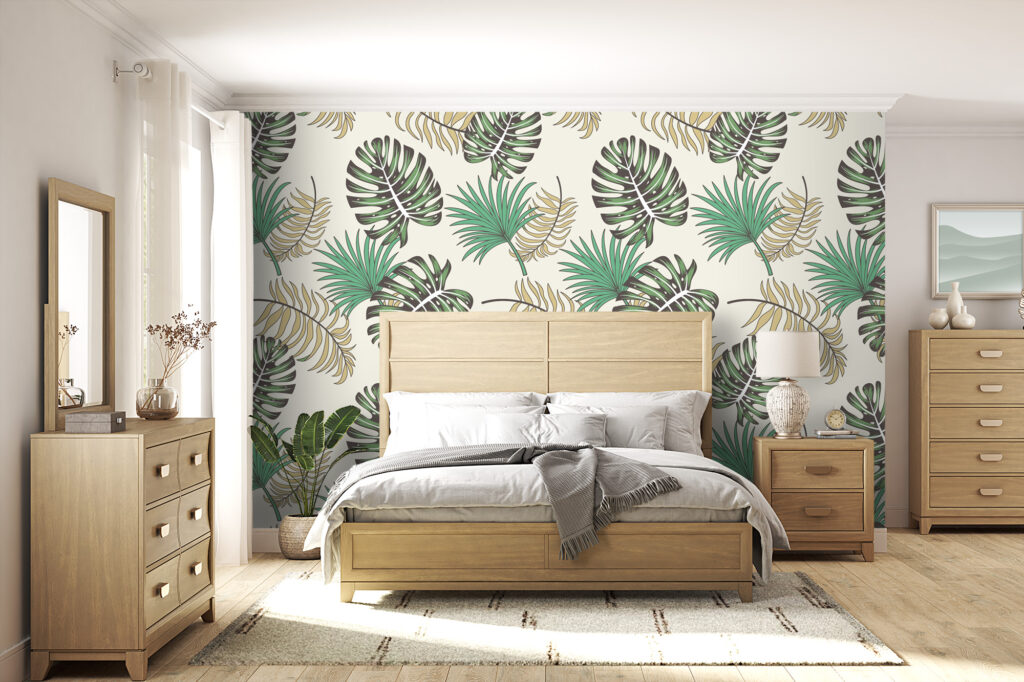 papier peint jungle chic Cuba Verde feuillage tropical vert déco murale exotique