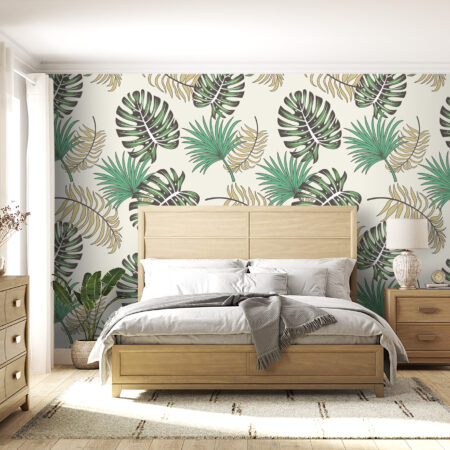 papier peint jungle chic Cuba Verde feuillage tropical vert déco murale exotique