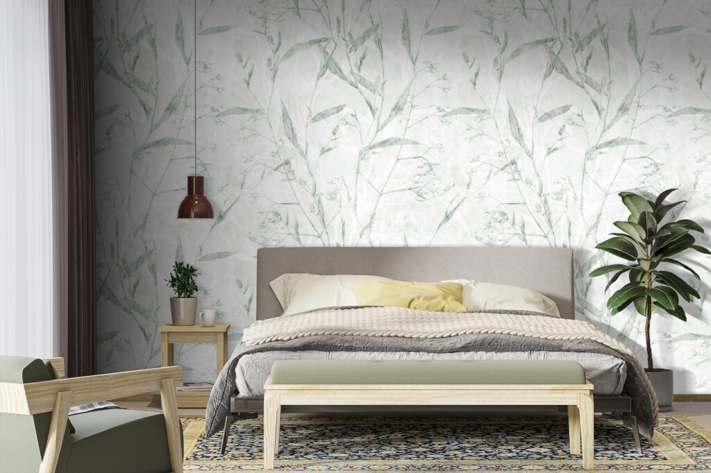 papier peint feuillage doux Brise Végétale décoration murale végétale