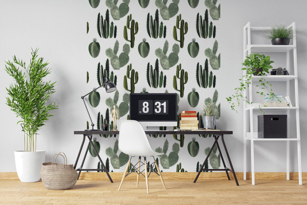 papier peint cactus bohème Cactus Bohème décoration murale végétale