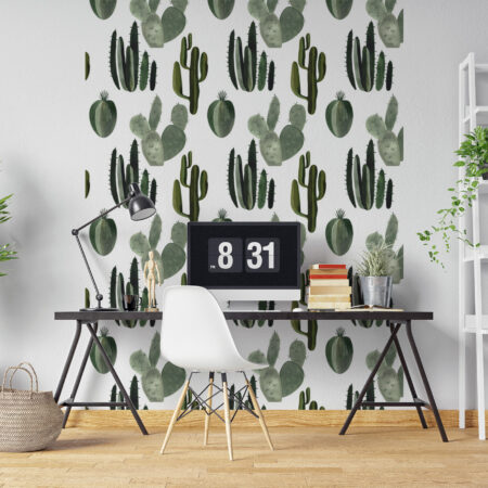 papier peint cactus bohème Cactus Bohème décoration murale végétale