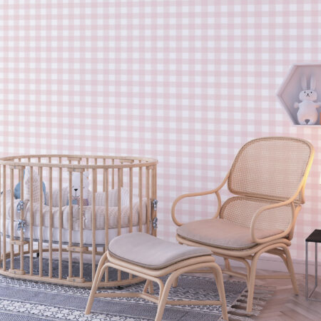 papier peint vichy rose Baby Pink décoration chambre bébé rétro