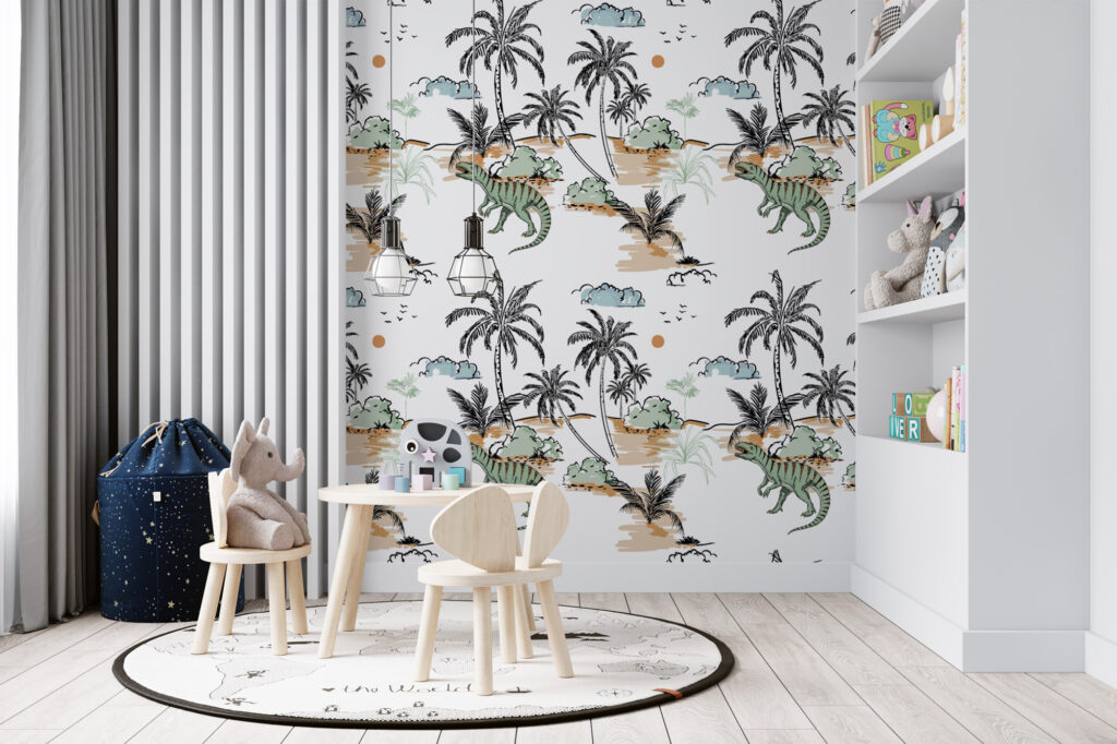 papier peint dinosaure enfant Dino Island décoration chambre garçon