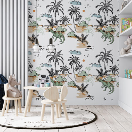 papier peint dinosaure enfant Dino Island décoration chambre garçon