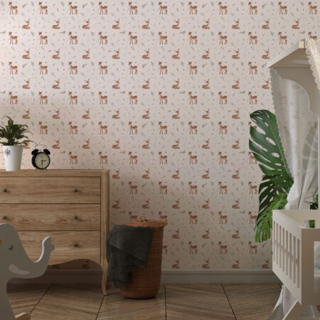 papier peint chambre bébé Baby Deer motif faon mural