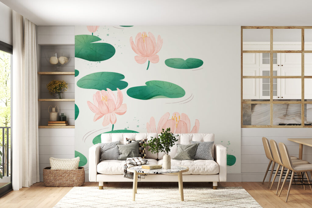 papier peint nénuphars zen Ananda décoration murale apaisante