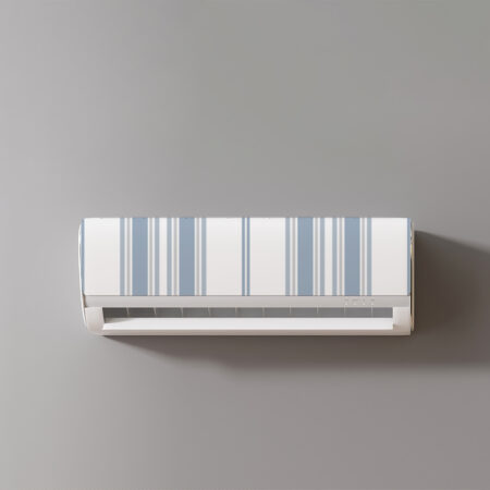 Apportez une touche marine et contemporaine à votre intérieur avec cet habillage climatisation décoratif au motif rayé bleu.