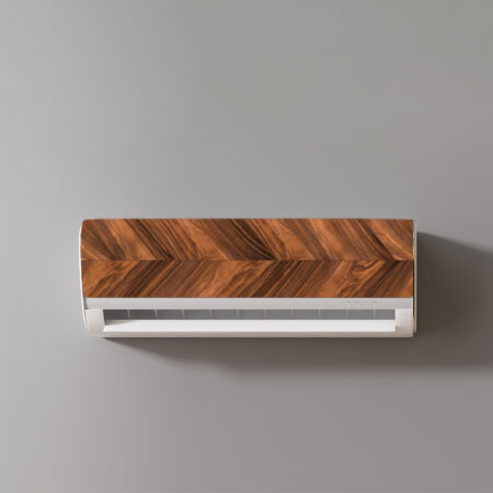 nvie d'intégrer votre split dans votre décoration sans le dissimuler ? Ce revêtement clim mural au motif bois foncé transforme votre climatiseur en un véritable élément décoratif.