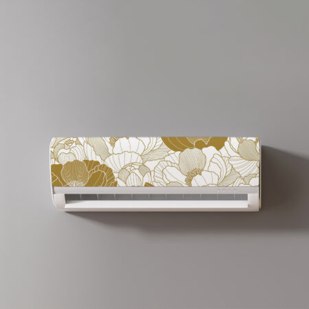 Sublimez votre unité intérieure avec notre habillage clim mural au motif aurum doré et floral. Expédié en rouleau sécurisé, prêt à poser.