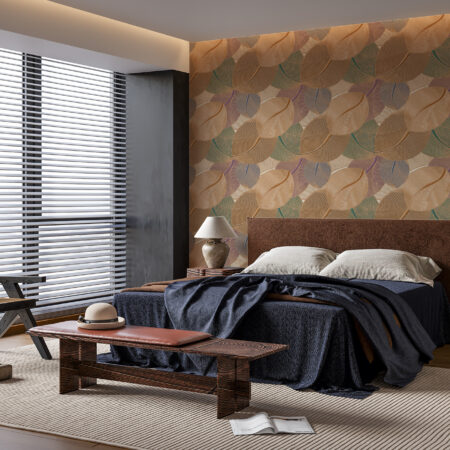 Papier peint haut de gamme au motif végétal élégant. Décor mural sur mesure, deux coloris disponibles, fabrication française et livraison gratuite en relais