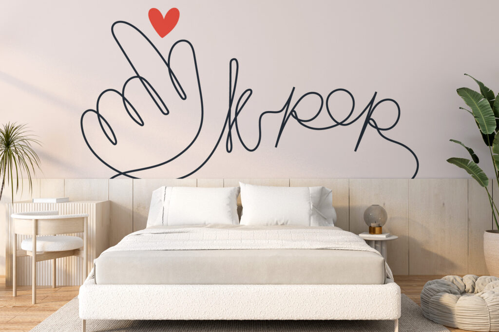 Papier peint Kpop Lover au design minimaliste et tendance. Décor mural sur mesure pour chambre ado ou fan de K-pop. Livraison gratuite en relais France