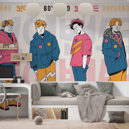 Papier peint Kpop Idols pour chambre ado et fan de K-pop. Décor mural sur mesure, fabrication française, livraison gratuite en point relais.