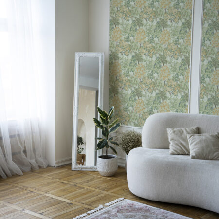 Papier peint arbres vintage au charme ancien. Décor mural végétal sur mesure, cadrage personnalisable et fabrication française.